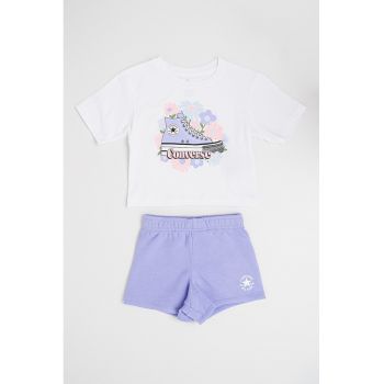 Set de tricou cu imprimeu si pantaloni scurti