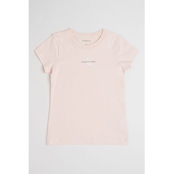 Tricou de bumbac cu decolteu la baza gatului