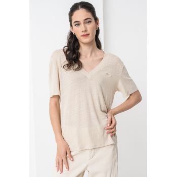Tricou din in cu decolteu in V Ela