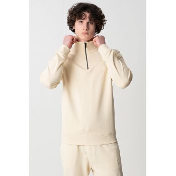 Bluza de trening din bumbac cu fenta cu fermoar Zetrust