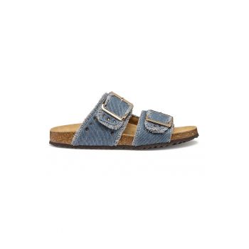 Papuci din denim cu aplicatii cu strasuri