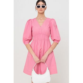 Rochie cu decolteu in V si maneci bufante
