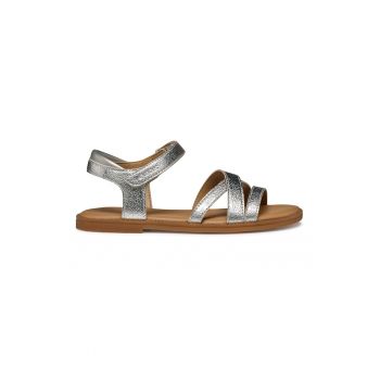 Sandale de piele ecologica cu aspect metalizat