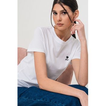 Tricou de bumbac cu decolteu la baza gatului