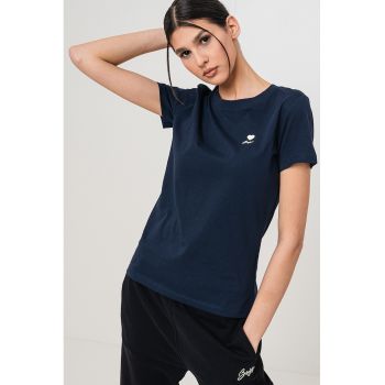 Tricou de bumbac cu decolteu la baza gatului