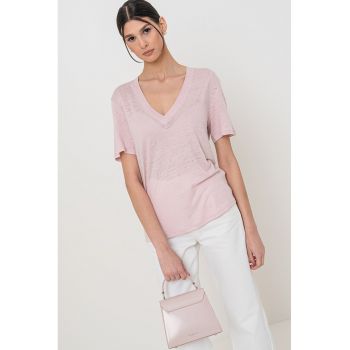 Tricou din in cu decolteu in V Ela