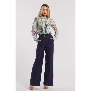 Pantaloni drepti cu talie inalta