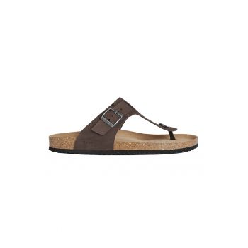 Papuci flip-flop de piele nabuc