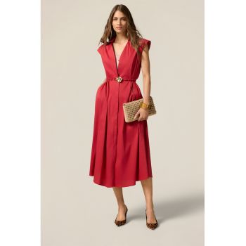 Rochie-camasa midi cu curea