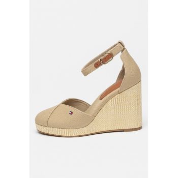 Sandale cu talpa wedge si detaliu cu logo Sall