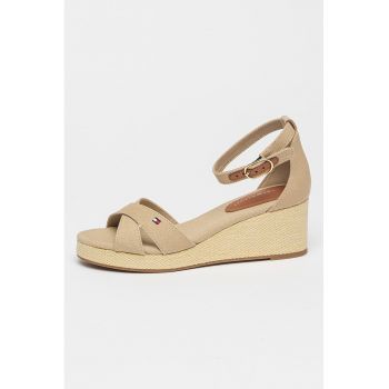 Sandale din material textil cu talpa wedge