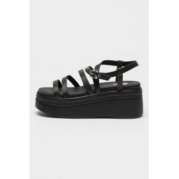 Sandale din piele cu talpa wedge