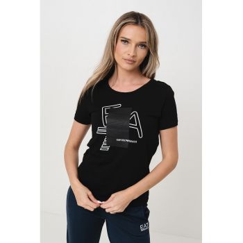 Tricou cu decolteu rotund si imprimeu logo