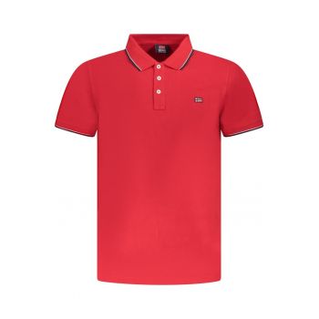 Tricou polo barbati cu logo brodat - regular fit - Rosu -