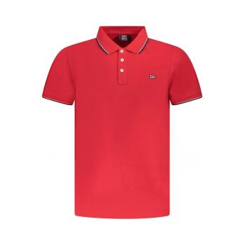 Tricou polo barbati cu logo brodat - regular fit - Rosu -