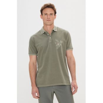 Tricou polo cu floare brodata
