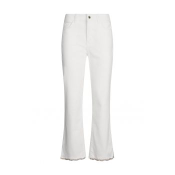 Blugi bootcut cu aplicatii din strasuri