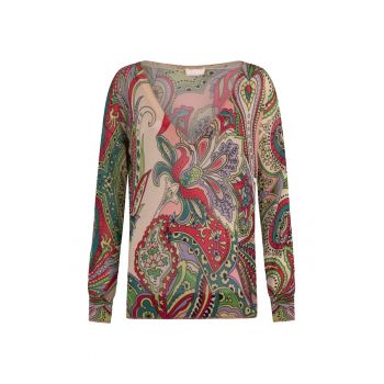 Bluza cu decolteu in V si imprimeu