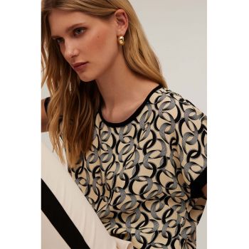Bluza cu model grafic si maneci scurte