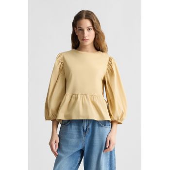 Bluza de bumbac cu maneci bufante