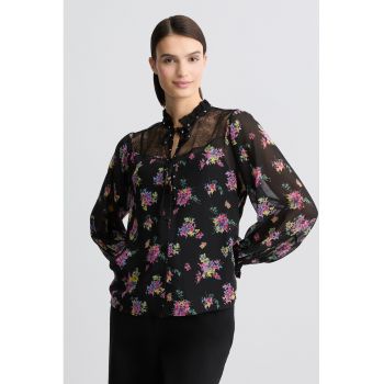 Camasa cu dantela si imprineu floral