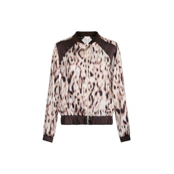 Jacheta bomber de satin cu imprimeu