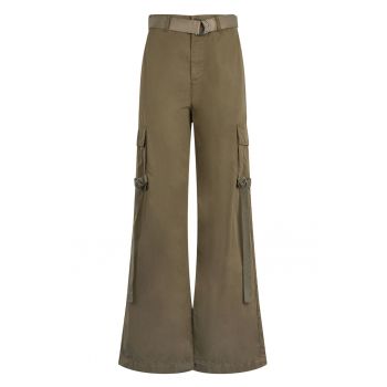Pantaloni cu croiala ampla si cordon cu logo in talie