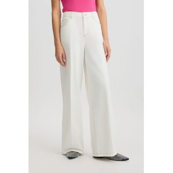 Pantaloni de bumbac cu talie inalta