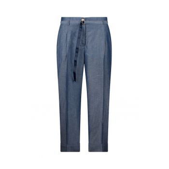 Pantaloni din amestec de in cu croiala ampla si curea in talie