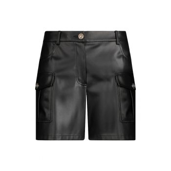 Pantaloni scurti de piele ecologica cu talie inalta