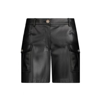 Pantaloni scurti de piele ecologica cu talie inalta