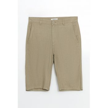 Pantaloni scurti din bumbac si amestec de in