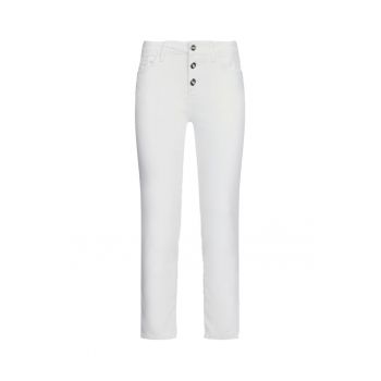 Pantaloni skinny crop cu nasturi