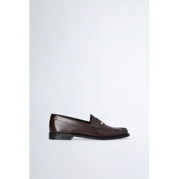 Pantofi loafer de piele cu logo metalic