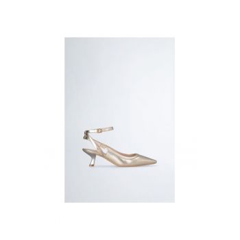 Pantofi slingback de piele ecologica cu toc kitten