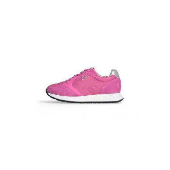 Pantofi sport de piele intoarsa si plasa cu logo