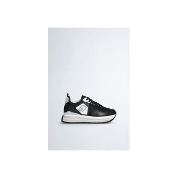 Pantofi sport de piele si plasa cu platforma