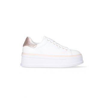 Pantofi sport din piele cu platforma si strasuri