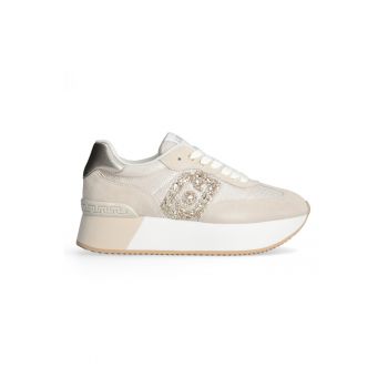 Pantofi sport din piele cu sireturi si platforma