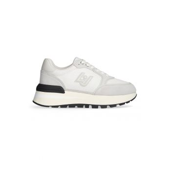 Pantofi sport din piele si material textil cu logo