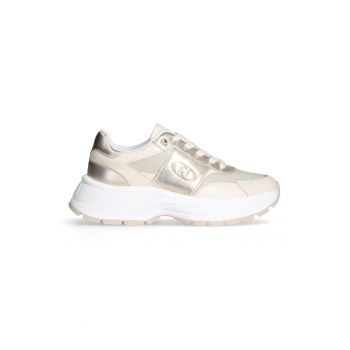Pantofi sport din piele si material textil cu segmente metalice
