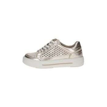 Pantofi sport flatform de piele cu segmente perforate ieftini