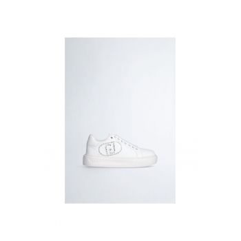 Pantofi sport flatform de piele ecologica cu logo