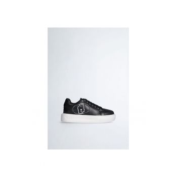 Pantofi sport flatform de piele ecologica cu logo