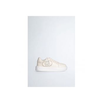 Pantofi sport flatform de piele ecologica cu logo