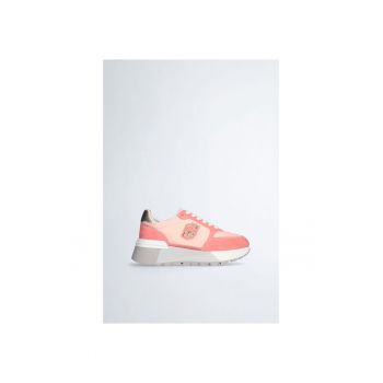 Pantofi sport flatform de piele intoarsa si plasa