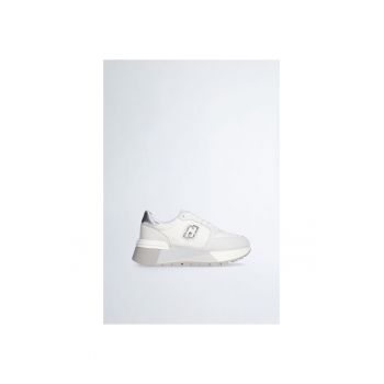 Pantofi sport flatform de piele intoarsa si plasa
