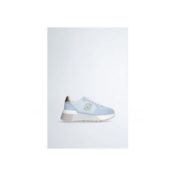 Pantofi sport flatform de piele intoarsa si plasa