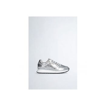 Pantofi sport low-cut cu aspect metalizat