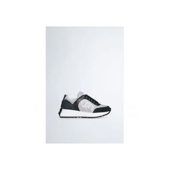 Pantofi sport wedge cu garnituri de piele